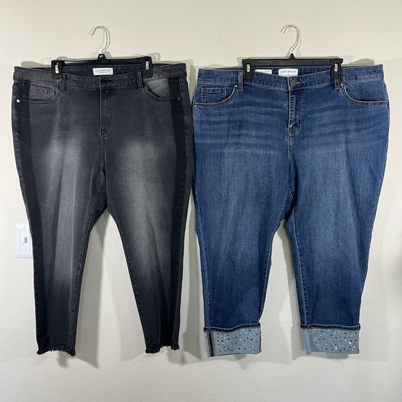 NWOT Lane Bryant Bundle of 2 Jeans Size 20 Black Skinny Jeans Boyfriend Jeans - Picture 1 of 16